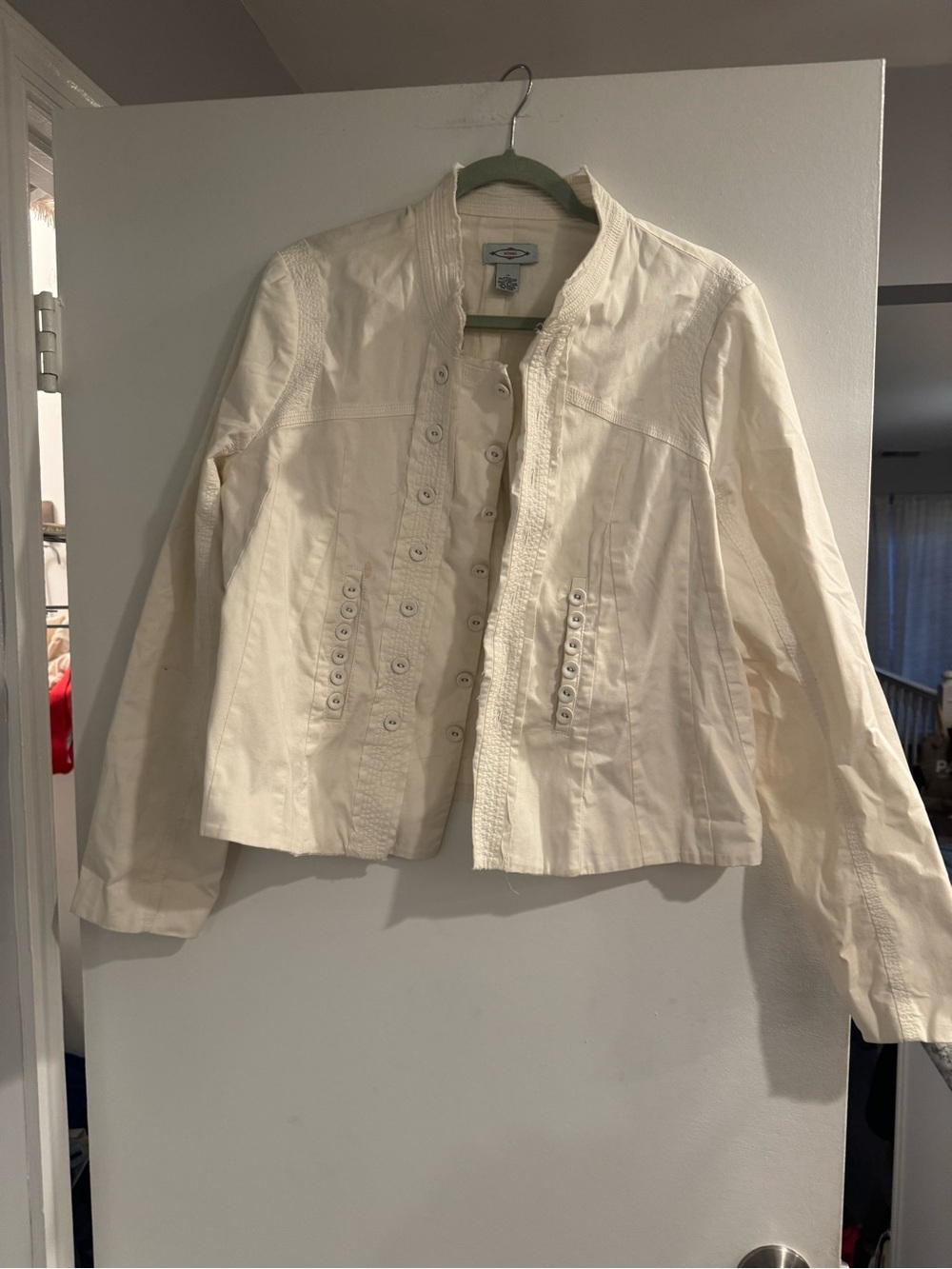 Sitwell Cream Button Detail Jacket Shirt Size 14 Military Utility Cotton Shacket